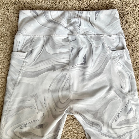 Fila Biker Shorts Size S Workout Yoga, Running Sport Gray White Marbled NWOT - Picture 2 of 7